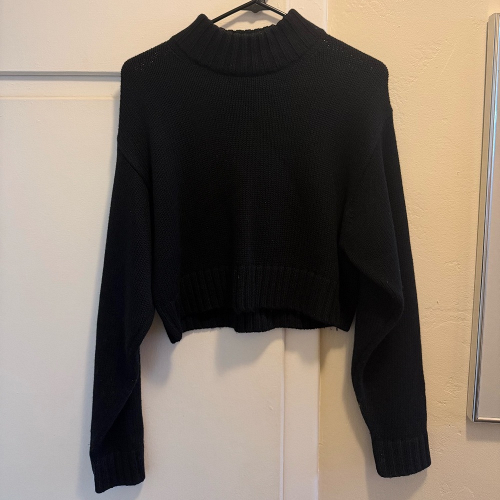 Black Wilfred Cropped Mock Neck Sweater